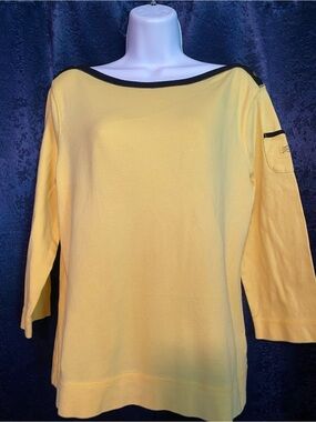LRL Lauren Talph Lauren Women’s Boatneck Top Yellow & Black XL